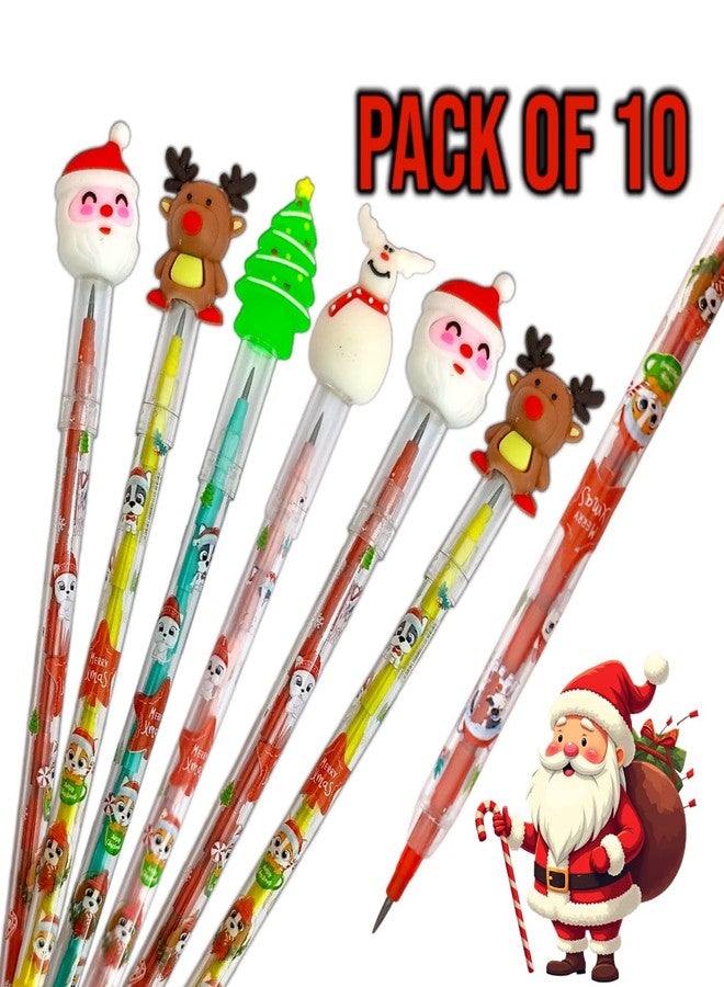 AMYCAUR Christmas Pencils, Stackable Push Pencil with Christmas Santa Claus, Stacking Pencil, Christmas Gift for Kids, Santa Claus Gift for Kids, Return Gift for Kids, Pencil for Kids (10pcs) - Image 5